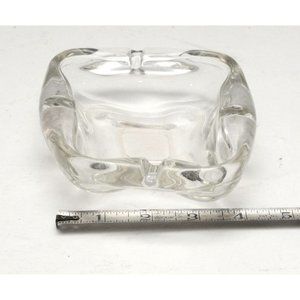Vintage Thick Glass Ashtray '70s Cigarette Holder Cool Irregular Shape